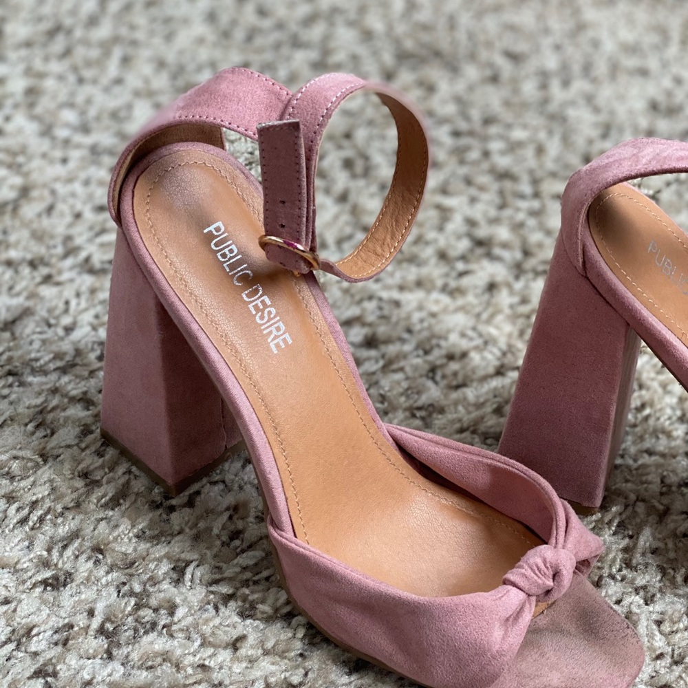 SOLD Blush Pink Suede Public Desire Heels Size 9 - Picture 7 of 11